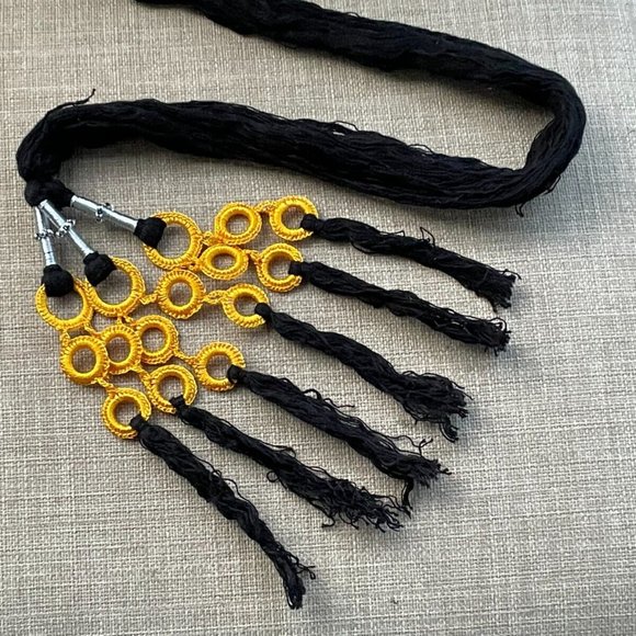 Hair Pranda Black/Yellow Tone Cultural Hair Accessory Traditional Parandi - Picture 4 of 8